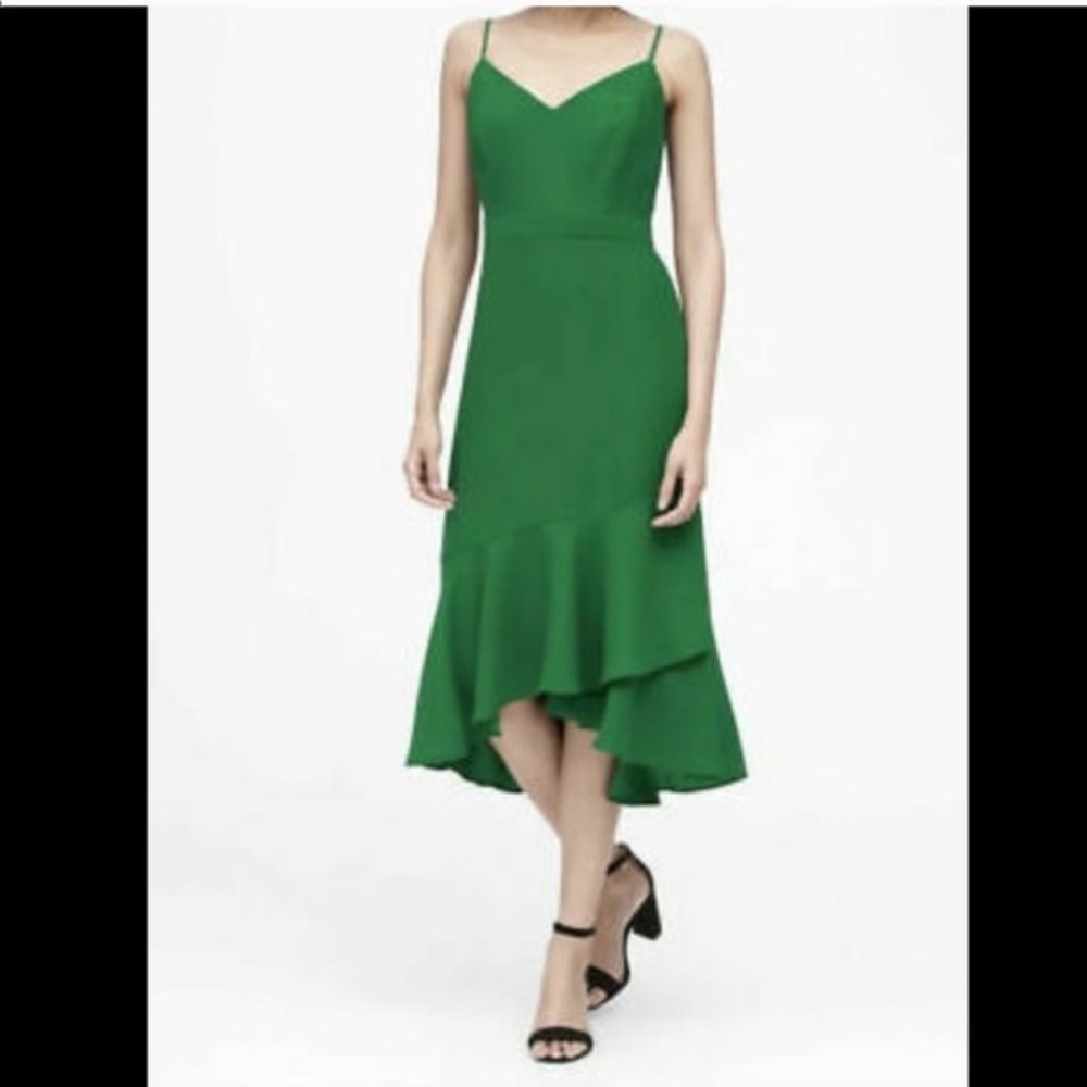 Banana Republic Green Asymmetrical High-Low Sundress